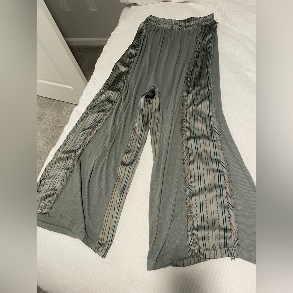 Anthropologie Wide-Leg Flowy Pants | Olive Green